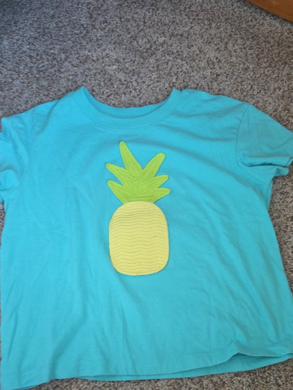 Cat & Jack Aqua Tee with Yellow Pineapple Applique